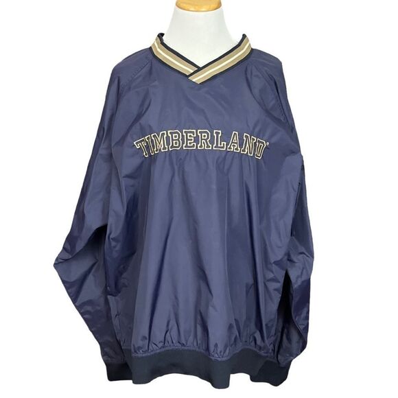 Vintage Y2K Timberland Weathergear Navy Embroidered Logo Windbreaker XL - Picture 1 of 7